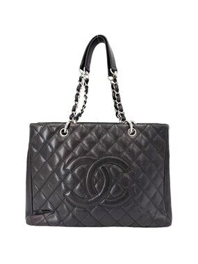 Chanel Handbag Grand Shopping Tote GST Quilted Chain CC Logo Shoulder Caviar